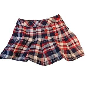 Gymboree Red White Navy Blue Plaid Pleated Mini Skirt -100% Cotton Size 3
